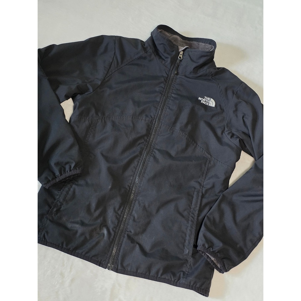 The North Face Girls XL Black Fleece Lined Full Zip Jacket Windbreaker Coat